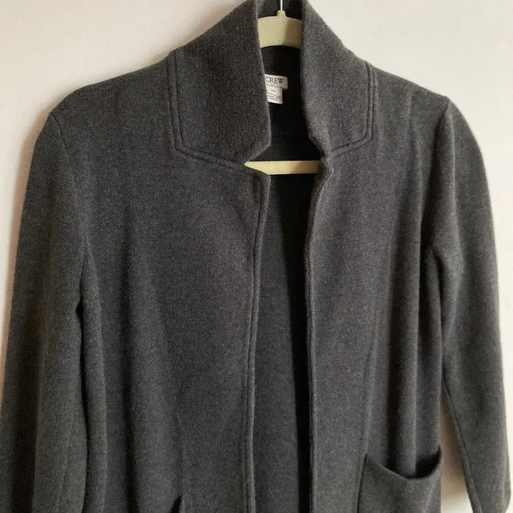 J Crew Factory Womens Charcoal Gray Open Knit Sweater Blazer XS Career Minimal
